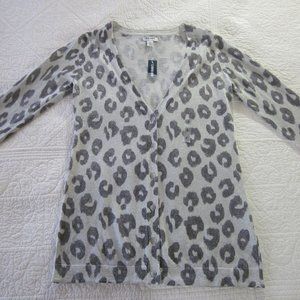 Old Navy Sweater SP Animal Print Metallic Silver Cardigan